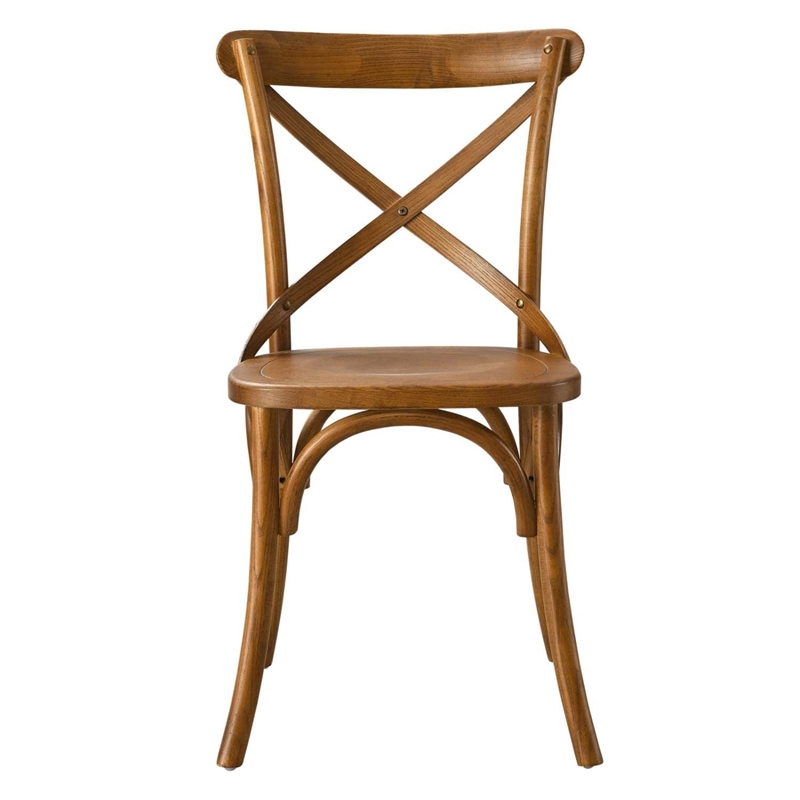 Modway Gear Modern Style Elm Wood Dining Side Chair in Walnut Finish