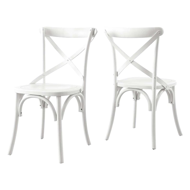Modway Gear Modern Style Elm Wood Dining Side Chair in White Finish