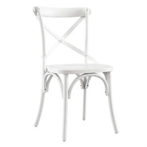 Modway Gear Modern Style Elm Wood Dining Side Chair in White Finish