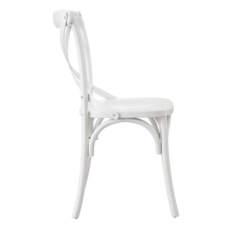 Modway Gear Modern Style Elm Wood Dining Side Chair in White Finish