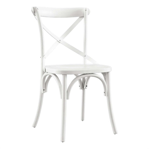 modway gear modern style elm wood dining side chair in white finish