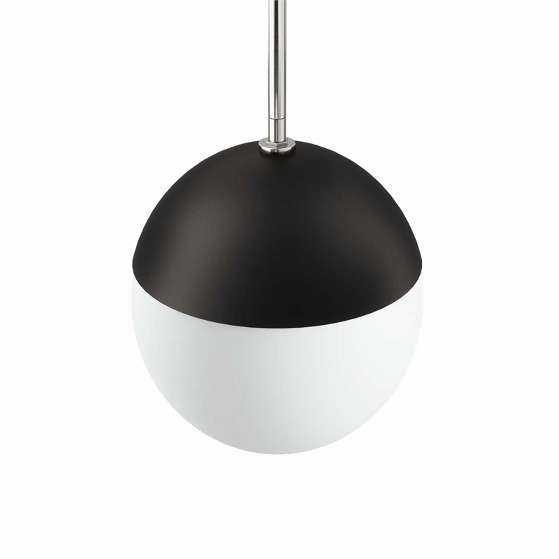 Modway Stellar 1-Light Metal and Glass Pendant Light in Opal/Polished Nickel