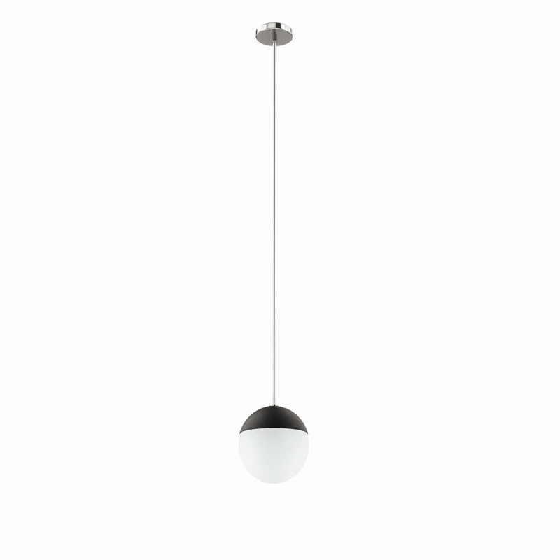 Modway Stellar 1-Light Metal and Glass Pendant Light in Opal/Polished Nickel