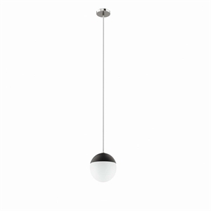 Modway Stellar 1-Light Metal and Glass Pendant Light in Opal/Polished Nickel