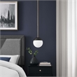 Modway Stellar 1-Light Metal and Glass Pendant Light in Opal/Satin Brass