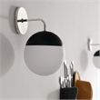 Modway Stellar 1-Light Metal and Glass Wall Sconce in Opal/Polished Nickel