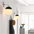 Modway Stellar 1-Light Metal and Glass Wall Sconce in Opal/Polished Nickel