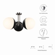 Modway Stellar 3-Light Metal and Glass Semi-Flush Ceiling Light in Opal/Nickel
