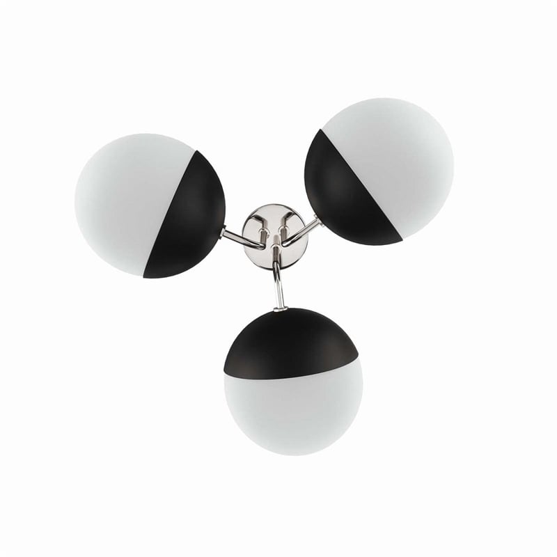 Modway Stellar 3-Light Metal and Glass Semi-Flush Ceiling Light in Opal/Nickel