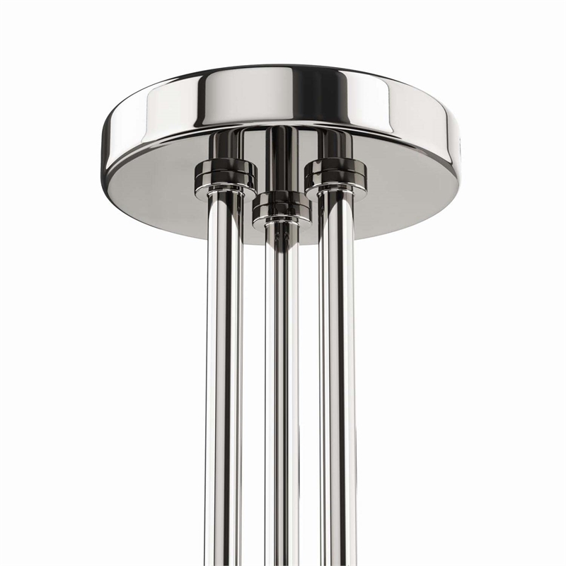 Modway Stellar 3-Light Metal and Glass Semi-Flush Ceiling Light in Opal/Nickel