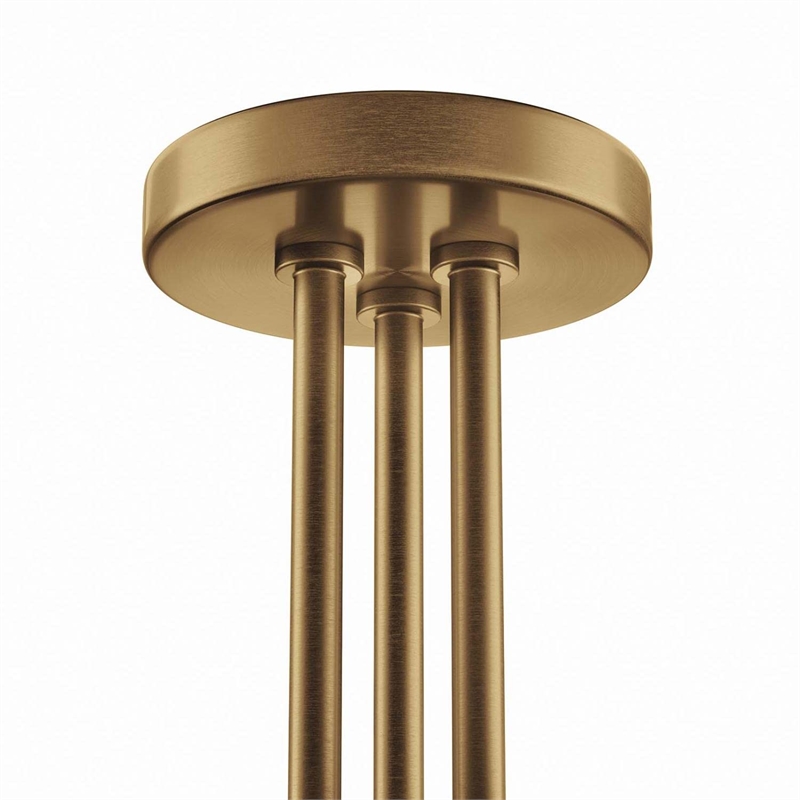 Modway Stellar 3-Light Metal and Glass Semi-Flush Ceiling Light in Opal/Brass