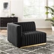 Modway Conjure Channel Tufted Performance Velvet Left-Arm Chair in Gold/Black