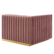 Modway Conjure Channel Tufted Performance Velvet Left-Arm Chair in Gold/Rose