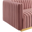 Modway Conjure Channel Tufted Performance Velvet Left-Arm Chair in Gold/Rose