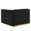 Modway Conjure Channel Tufted Performance Velvet Right-Arm Chair in Gold/Black