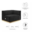 Modway Conjure Channel Tufted Performance Velvet Right-Arm Chair in Gold/Black
