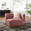 Modway Conjure Channel Tufted Performance Velvet Right-Arm Chair in Gold/Rose