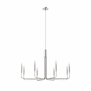 Modway Rekindle 8-Light Iron Metal Chandelier in Polished Nickel