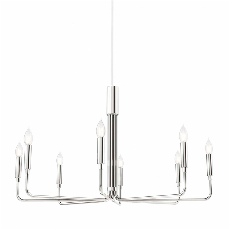 Modway Rekindle 8-Light Iron Metal Chandelier in Polished Nickel