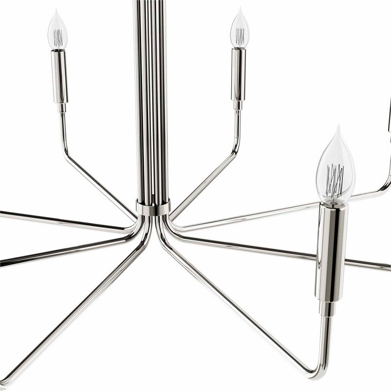 Modway Rekindle 8-Light Iron Metal Chandelier in Polished Nickel