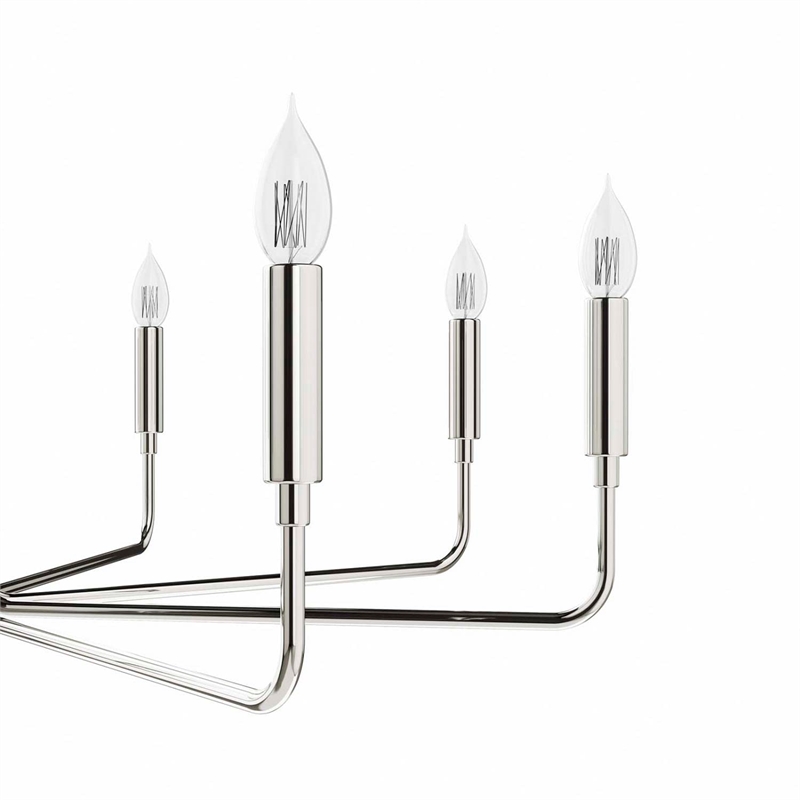 Modway Rekindle 8-Light Iron Metal Chandelier in Polished Nickel