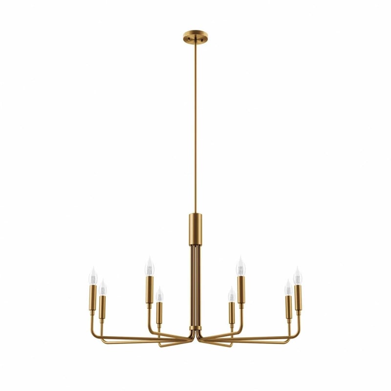 Modway Rekindle 8-Light Iron Metal Chandelier in Satin Brass