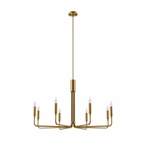 Modway Rekindle 8-Light Iron Metal Chandelier in Satin Brass