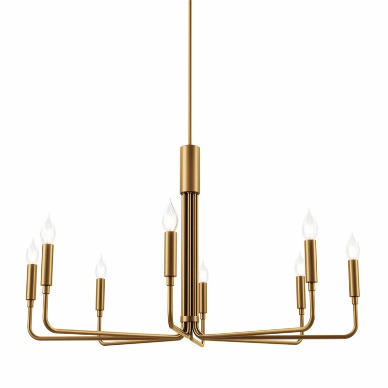 Modway Rekindle 8-Light Iron Metal Chandelier in Satin Brass