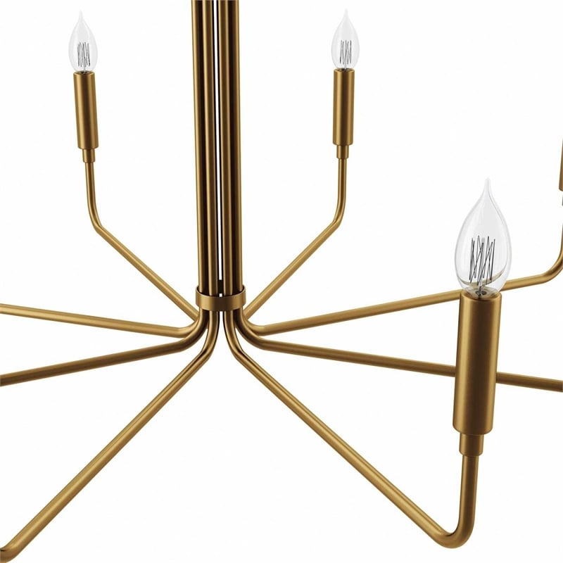 Modway Rekindle 8-Light Iron Metal Chandelier in Satin Brass