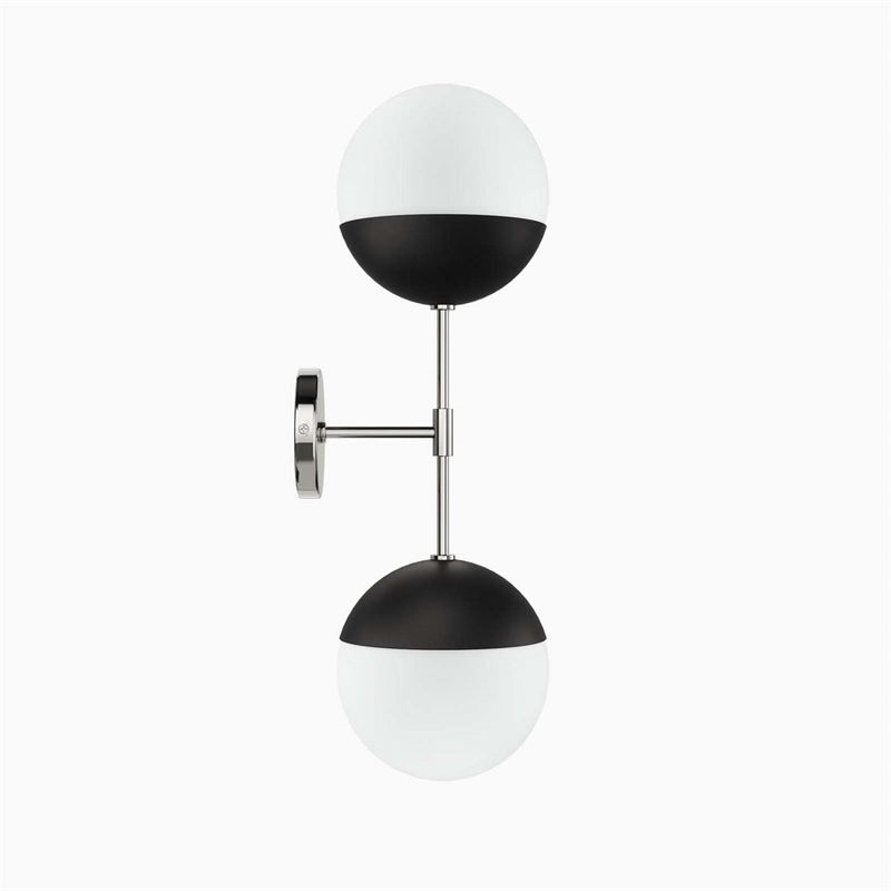 Modway Stellar 2-Light Metal and Glass Wall Sconce in Opal/Polished Nickel