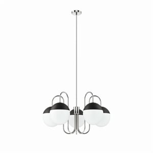 Modway Stellar 5-Light Metal and Glass Chandelier in Opal/Polished Nickel