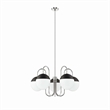 Modway Stellar 5-Light Metal and Glass Chandelier in Opal/Polished Nickel