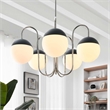 Modway Stellar 5-Light Metal and Glass Chandelier in Opal/Polished Nickel