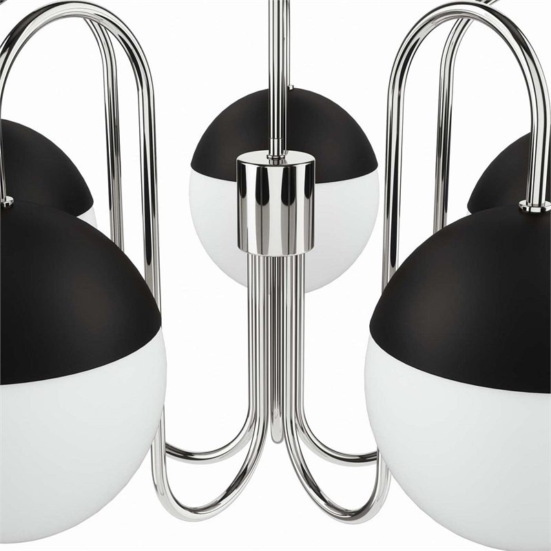 Modway Stellar 5-Light Metal and Glass Chandelier in Opal/Polished Nickel