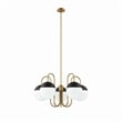 Modway Stellar 5-Light Metal and Glass Chandelier in Opal/Satin Brass