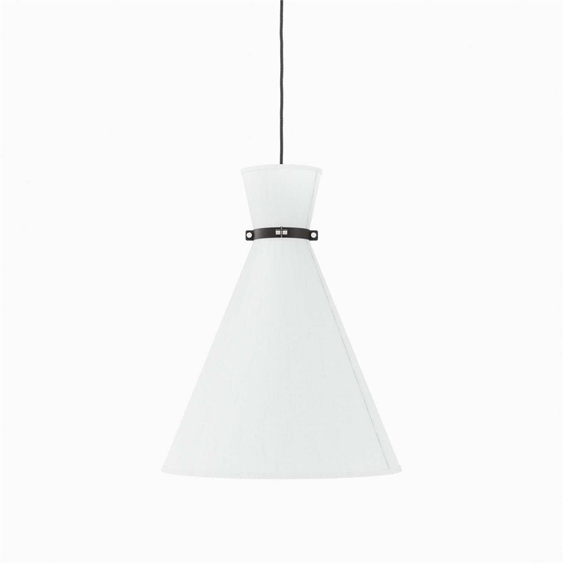 Modway Starlight 1-Light Fabric Pendant Light in White/Polished Nickel