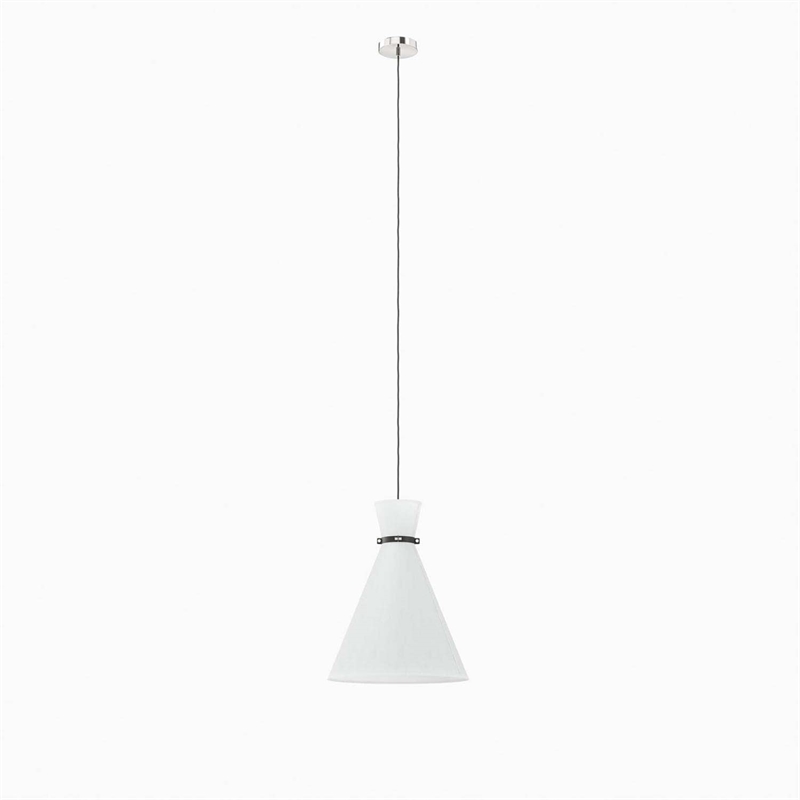 Modway Starlight 1-Light Fabric Pendant Light in White/Polished Nickel