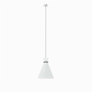 Modway Starlight 1-Light Fabric Pendant Light in White/Polished Nickel