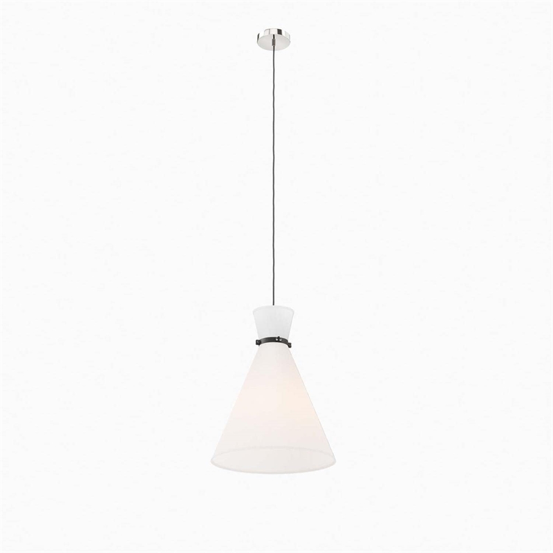 Modway Starlight 1-Light Fabric Pendant Light in White/Polished Nickel