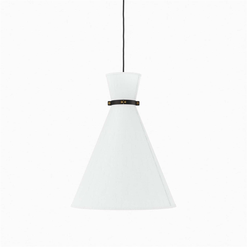 Modway Starlight 1-Light Fabric Pendant Light in White/Satin Brass