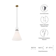 Modway Starlight 1-Light Fabric Pendant Light in White/Satin Brass