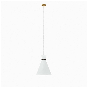 Modway Starlight 1-Light Fabric Pendant Light in White/Satin Brass