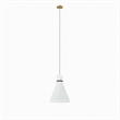 Modway Starlight 1-Light Fabric Pendant Light in White/Satin Brass