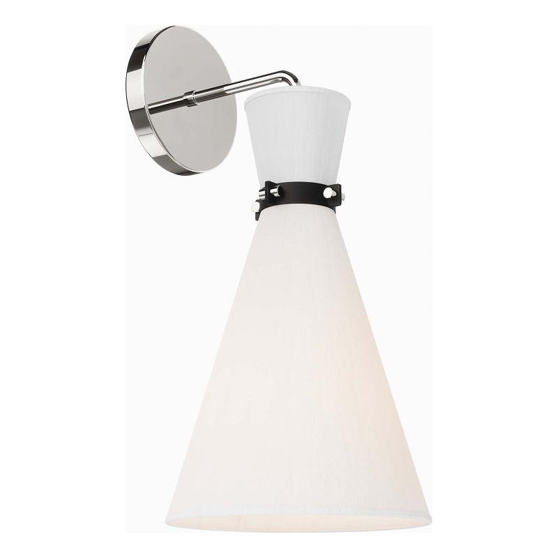 Modway Starlight 1-Light Fabric Wall Sconce in White/Polished Nickel