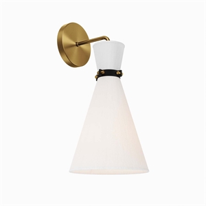 Modway Starlight 1-Light Fabric Wall Sconce in White/Satin Brass