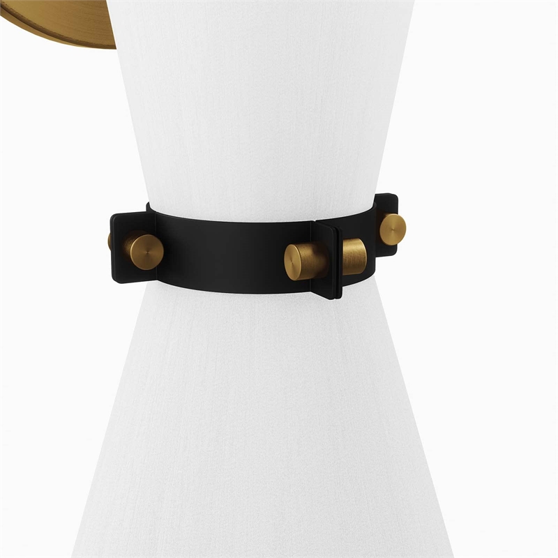 Modway Starlight 1-Light Fabric Wall Sconce in White/Satin Brass