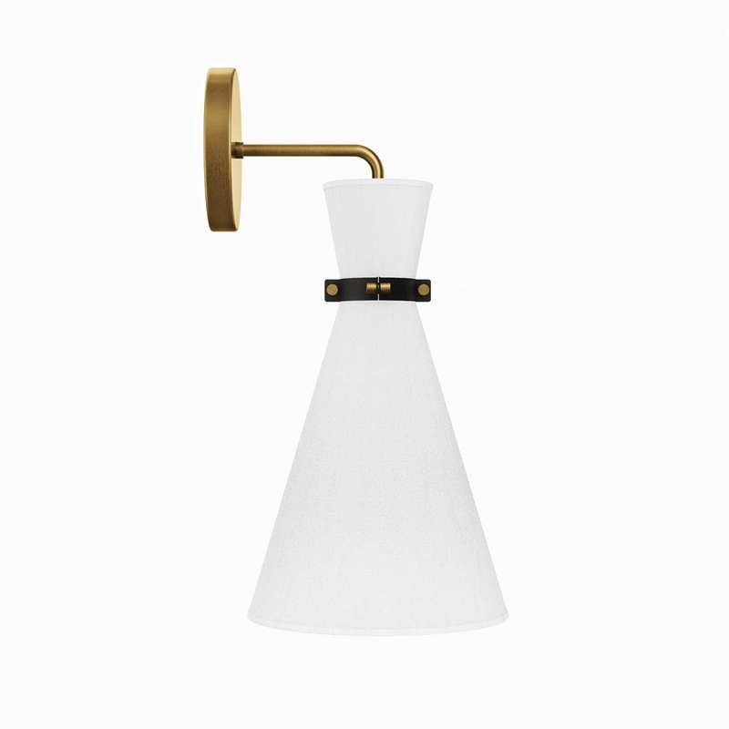 Modway Starlight 1-Light Fabric Wall Sconce in White/Satin Brass