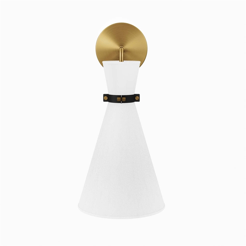 Modway Starlight 1-Light Fabric Wall Sconce in White/Satin Brass