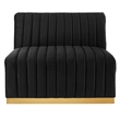 Modway Conjure Channel Tufted Performance Velvet Armless Chair in Gold/Black