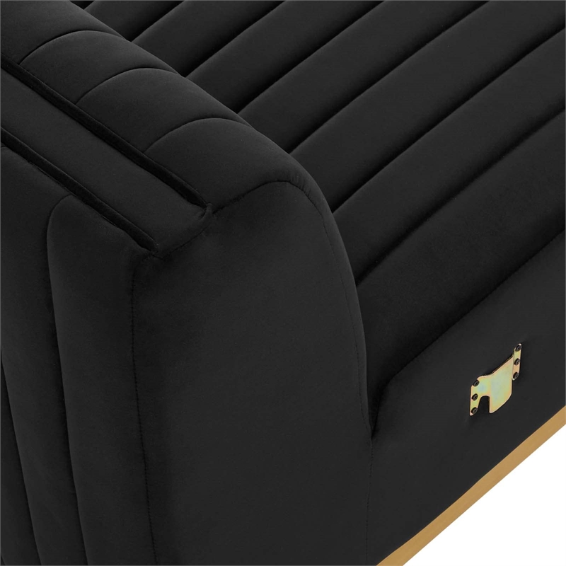 Modway Conjure Channel Tufted Performance Velvet Armless Chair in Gold/Black